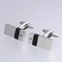 Stainless Steel Cufflinks with Black Diamonds
