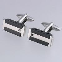 Stainless Steel Cufflinks in IP Black with Black Diamonds