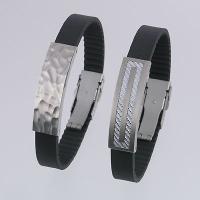 Stainless Steel Bracelets with Black Rubber Strap / Titanium Bracelets with?Silver?Carbon Fiber and Black Rubber Strap