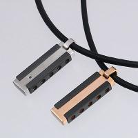 Stainless Steel Pendants in IP Black with Black Diamond / IP Rose Gold with Leather Necklaces