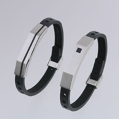 Stainless Steel Bracelets with Leather Strap